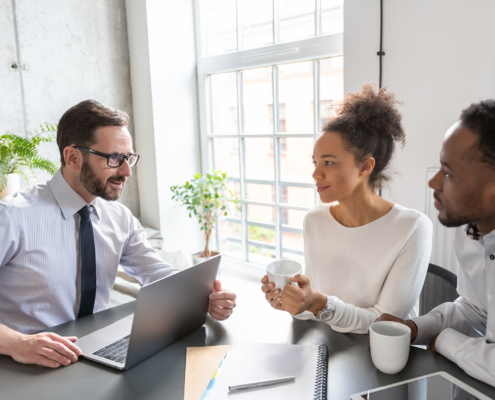 Family couple consultations with a lawyer or insurance agent